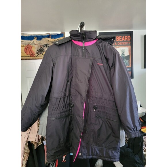 Vintage Sun Ice size 14 Ski  Snow Coat Jacket Black Pink - Picture 1 of 4